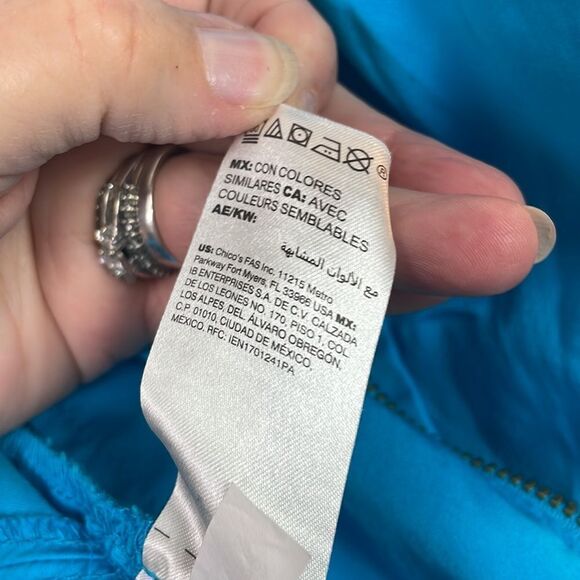 Chicos Jacket Cotton Luxe Twill Beachside Blue Size 3 Large New w/Tags - Picture 8 of 9